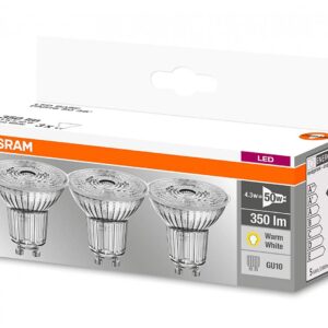 SET 3 SPOTURI incastrate LED Osram, soclu GU10, putere 4.3W, forma spot, lumina alb calda, alimentare 220 - 240 V, "000004058075818392" (timbru verde 1.35 lei)