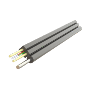 Cablu fibra optica 2 fibre flat drop SM, 600N, cu sufa, intarziere la flacara, protectie apa, LSZH, int/ext - SAMM "002F-U-(ZN-2P)HT-1x2-A2"