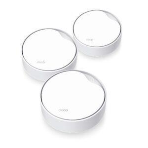 MESH TP-LINK, wireless, router AX3000, pt int, 3000 Mbps, port LAN Gigabit si WAN 2.5 Gigabit, 2.4 GHz|5 GHz, antena intx4, suport PoE,standard 802.11a, "Deco X50-PoE(3-pack)" (timbru verde 2.00lei)