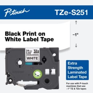 Banda Laminata Original Brother Black on White,TZES251, pentru D600|E500|E550|H500|P700|P710|P750|330|350|520|580|1400|1500|1600|1650|2200|2300|2310|2400|2430|2500|2600|2610|2700|2710|2730|2730|7500|7600, 24mm, incl.TV 1.2 RON, "TZES251"