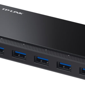 HUB extern TP-LINK, porturi USB: USB 3.0 x 7, Fast Charging Port x 2, conectare prin USB 3.0, alimentare retea 220 V, cablu 1 m, negru "UH720" (timbru verde 0.18 lei)