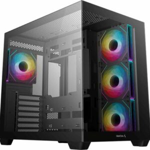 CARCASA DeepCool "CG530 4F", middle tower, gaming, fara sursa, suporta 14xfan, 4xfan inclus, USB Type-C x 1, USB 3.2 gen1 x 2, audio+mic, 7 sloturi expansiune, negru, "R-CG530-BKADA4-G-1" (timbru verde 0.32lei)