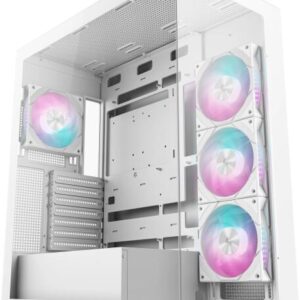 CARCASA DeepCool "CG580 4F Wh", middle tower, gaming, fara sursa, suporta 8xfan, 4xfan 120mm ARGB inclus, PSU shroud, USB-C x 1, USB 3.0 x 2, audio+mic, 7 sloturi expansiune, alb, "R-CG580-WHADA4-G-1" (timbru verde 0.32lei)
