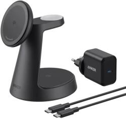 Statie incarcare wireless 3in1 Anker, MagSafe, telefon, ceas, casti, 1 x USB-C incarcare, negru, "B25M4G11" (timbru verde 0.18 lei) - 0194644206765