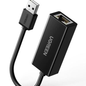 ADAPTOR RETEA Ugreen, "CR110" USB 2.0 to RJ-45 10/100 Mbps Adapter, LED, negru "20254" (timbru verde 0.18 lei) - 6957303822546