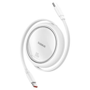 CABLU alimentare si date Baseus Free2Draw Mini, Fast Charging Data Cable pt. smartphone, retractabil, USB Type-C la USB Type-C 100W, 1m, alb "P10364500211-00" (timbru verde 0.08 lei) - 6932172647520