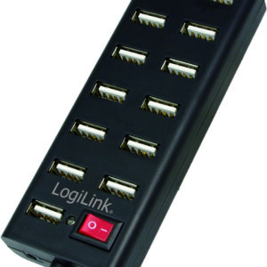 HUB extern LOGILINK, porturi USB: USB 2.0 x 13, conectare prin USB 2.0, alimentare retea 220 V, cablu 0.75 m, negru, "UA0126"  (timbru verde 0.8 lei)