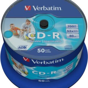 CD-R VERBATIM  700MB, 80min, viteza 52x,  50 buc, spindle, printabil, "AZO Wide Inkjet Printable" "43438"