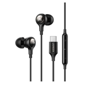 CASTI Ugreen, "EP103", intraauriculare - butoni, pt smartphone, microfon pe fir, conectare prin USB Type-C, lungime cablu 1.2m, negru, "30638", (timbru verde 0.18 lei) - 6957303836383