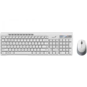KIT wireless GENIUS, tastatura wireless 104 taste (multimedia) + mouse wireless 1200dpi, 3 butoane, BT5.3 + 2.4G, USB, alb, "SlimStar 8230" "331340015400"  (timbru verde 0.8 lei)