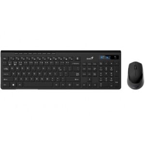 KIT wireless GENIUS, tastatura wireless 104 taste (multimedia) + mouse wireless 1200dpi, 3 butoane, BT5.3 + 2.4G, USB, negru, "SlimStar 8230" "31340015406"  (timbru verde 0.8 lei)