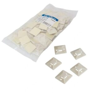 SUPORT prindere cabluri Logilink, set 100 buc, 28 mm x 28 mm, autoadezive, ABS, intrare cabluri 11 mm x 4.5 mm, crem, "KAB0044"