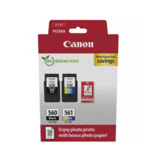 Combo-Pack Value Original Canon Black/Color, PG-560/CL-561+hartie Photo, pentru Pixma TS5350|TS5351|TS5352, 180/180, (timbru verde 0.3 lei), "3713C008AA"