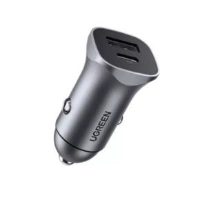 INCARCATOR auto Ugreen, "CD130" USB Type-C x 1 Output 5V/3A QC3.0, USB x 1 Output 5V/3A, total output 30W, pt. bricheta auto, gri "40858" (timbru verde 0.8 lei) - 6957303848584