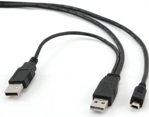 CABLU alimentare si date GEMBIRD, pt. smartphone, USB 2.0 (T) la Mini-USB 2.0 (T), 0.9m, conectori auriti, extra power socket USB 2.0 (T), negru, "CCP-USB22-AM5P-3" (timbru verde 0.08 lei)
