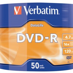 DVD-R VERBATIM  4.7GB, 120min, viteza 16x, 50 buc, Single Layer, shrink wrap, "Matt Silver" "43791"