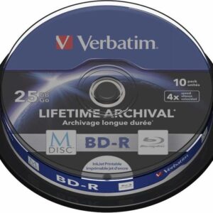BD-R VERBATIM  25GB, viteza 4x, 10 buc, spindle, printabil, "MDISC Lifetime Archival" "43825"