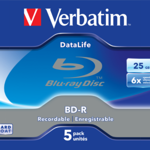BD-R SL VERBATIM 25GB, viteza 6x, 5 buc, Jewel Case, "43836"
