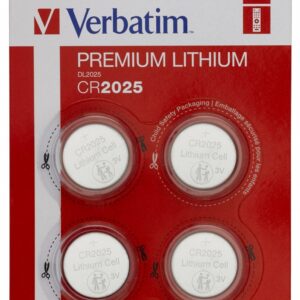 BATERIE VERBATIM, butoni (CR2025), 3V litiu, 4 buc., "49532" (timbru verde 0.04 lei)