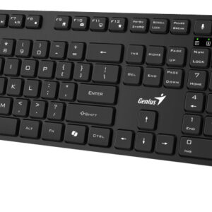 KIT wireless GENIUS, tastatura wireless 104 taste (slim) + mouse wireless 1200dpi, 3 butoane, 11 taste functii multimedia, silent, AI key, black, "KM-8216S", SmartGenius app "31340018400"  (timbru verde 0.8 lei)