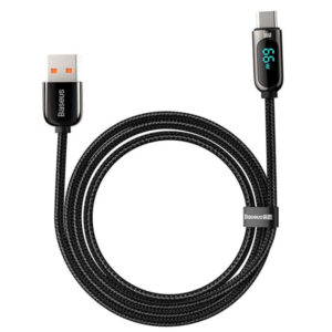 CABLU alimentare si date Baseus, Dynamic Fast Charging Data Cable pt. smartphone, USB (T) la USB Type-C (T), 66W, braided, 2m, negru, "CASX020101" (include TV 0.18lei) - 6932172600587