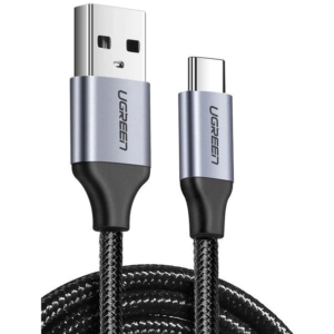 CABLU alimentare si date Ugreen, "US288", Fast Charging Data Cable pt. smartphone, USB 2.0 la USB Type-C 5V/3A, braided, 0.25m, negru "60124" (timbru verde 0.08 lei) - 6957303861248