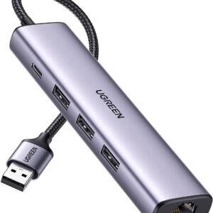 ADAPTOR RETEA Ugreen, "cm475" extern, USB 3.0 (T) la port Gigabit RJ-45, porturi USB: USB 3.0 x 3, USB Type-C x 1, argintiu "60554" (timbru verde 0.18 lei)  - 6957303865543
