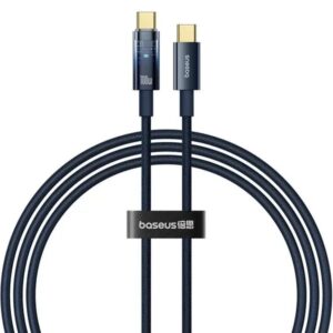 CABLU alimentare si date Baseus Explorer, Fast Charging Data Cable pt. smartphone, USB Type-C la USB Type-C 100W, oprire automata incarcare, braided, 1m, albastru "P10319704321-00" (timbru verde 0.08 lei)