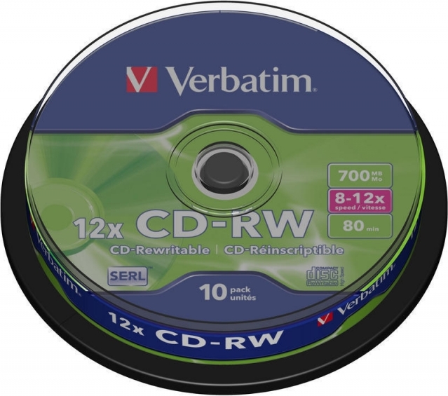 CD-RW VERBATIM  700MB, 80min, viteza 8-12x,  10 buc, spindle, "43480"