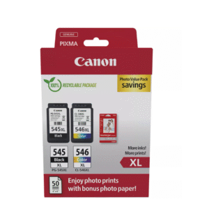 Combo-Pack Original Canon Black/Color VP, PG-545XL/CL-546XL+50p, pentru Pixma IP2850|MG2450|MG2455|MG2550|MG2550S|MG2950|MG3050|MG3051|MG3052|MG3053|MX495 Black|MX495 White|TR4550|TS205|TS305|TS3150|TS315, , (timbru verde 0.3 lei), "BS8286B011AA"
