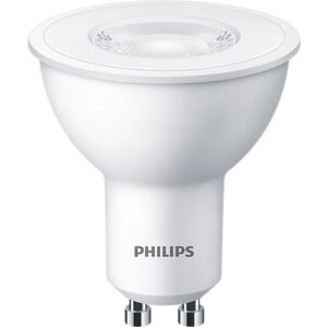 SET 3 becuri LED Philips, soclu GU10, putere 4.7W, forma plat, lumina alb calda, alimentare 220 - 240 V, "000008719514393998" (timbru verde 1.35 lei)