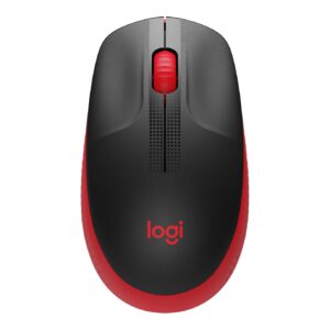 MOUSE LOGITECH, "M190", PC sau NB, wireless, 2.4GHz, optic, 1000 dpi, butoane/scroll 3/1, , negru / rosu, 45507061 "910-005908" (timbru verde 0.18 lei)