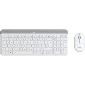 TASTATURA si Mouse LOGITECH, "Slim", wireless, 1000 dpi taste format standard (104-108 taste), mouse alb, 3/1 butoane, 104, "920-009205" (timbru verde 0.8 lei)