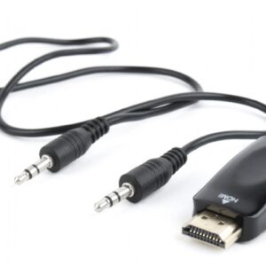ADAPTOR video GEMBIRD, splitter HDMI (T) la VGA (M) + Jack 3.5mm (T), rezolutie maxima Full HD (1920 x 1080) la 60Hz, cablu audio 3.5 mm jack, black, "A-HDMI-VGA-02" (timbru verde 0.08 lei)