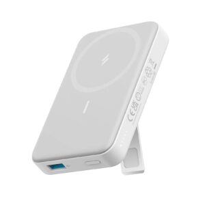 POWER BANK Anker "MagGo" 10.000 mAh, 27W Qi 2.0 15W, suport pliabil, compatibil iPhone 15/14/13/12, 1 x USB-C, afisaj inteligent, 389 g, alb, "A1654G21" (timbru verde 0.98 lei) - 194644173371