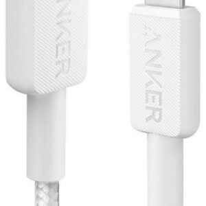 Cablu alimentare si date Anker, USB Type-C (T) la Lightning (T), 0.9m rata transfer 480 Mbps, invelis nylon, braided, alb, "A81B5G21" (timbru verde 0.03 lei) - 0194644115524