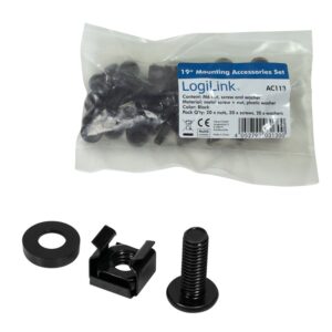 SET montare LOGILINK pentru rack 19", contine 20 piese: suruburi, saibe, piulite, diametru 6mm (M6), otel, "AC113"