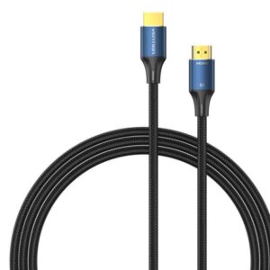 Cablu video Vention, HDMI(T) la HDMI(T), 1.5m, rezolutie maxima 8K la 60Hz/4K la 120Hz, conectori auriti, cupru/argint, bumbac braided, albastru, "ALGLG" (timbru verde 0.18lei) -  6922794765245