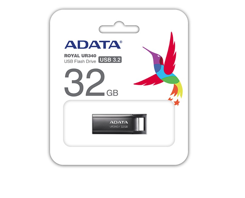 MEMORIE USB 3.2 ADATA UR340 32GB BLACK METALIC, "AROY-UR340-32GBK" (timbru verde 0.03 lei)