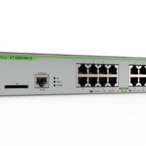 SWITCH ALLIED TELESIS, ATI SW 16P, porturi Gigabit x 16, SFP x 2, managed, rackabil, carcasa metalica, "AT-GS970M/18-50" (timbru verde 2 lei)
