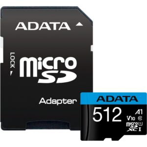 CARD MicroSD ADATA, 512 GB, MicroSDXC, clasa 10, standard UHS-I U1, "AUSDX512GUICL10A1-RA1" (timbru verde 0.03 lei)