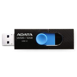 MEMORIE USB 3.2 ADATA 32 GB, retractabila, carcasa plastic, negru / albastru, "AUV320-32G-RBKBL" (timbru verde 0.03 lei)