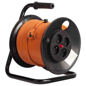 PRELUNGITOR Bachmann, Schuko x 4, conectare prin Schuko (T), cablu 50 m, 16 A, protectie copii | protectie termica, negru | portocaliu, "B392.250" (timbru verde 0.18 lei)