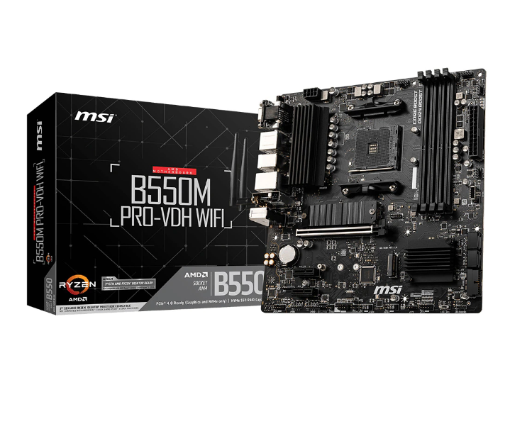 PLACA de BAZA MSI "B550M PRO-VDH WIFI", skt AM4, mATX, AMD B550, 4 x DDR4, max. 128 GB, 4 x SATA, 2 x M.2, 7.1, "B550M PRO-VDH WIFI"