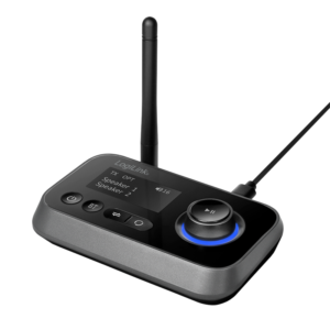 RECEIVER; Transmitter audio Logilink, conect Jack 3.5mm & S/PDIF in/out, dist max.10 m, BT v5.0, suporta dual stream in TX mode,LCD 1.8", ant.,incarcare USB-C,bk "BT0062" (timbru verde 0.18 lei)