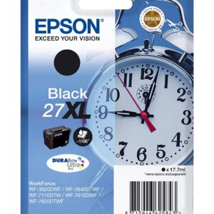 Cartus Cerneala Original Epson Black, nr.27XL, pentru WorkForce WF-7110|WF-7610, 1.1K, (timbru verde 0.15 lei), "C13T27114012"(RAPO)