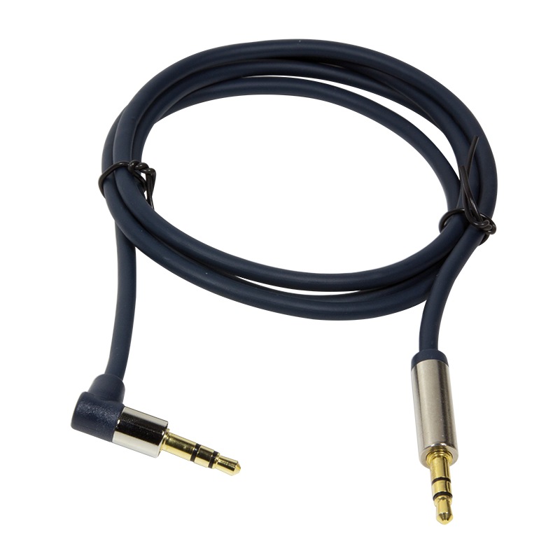 CABLU audio LOGILINK stereo (3.5 mm jack T/T), 1m, conectori auriti, un conector 90 grade, albastru "CA11100" (timbru verde 0.08 lei)