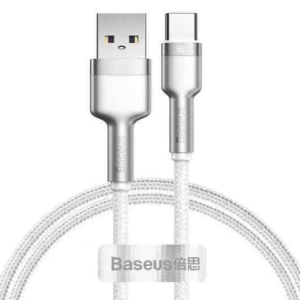 CABLU alimentare si date Baseus Cafule Series, Fast Charging Data Cable pt. smartphone, USB la USB Type-C 66W, braided, 1m, alb "CAKF000102" (timbru verde 0.18 lei) - 6953156209763
