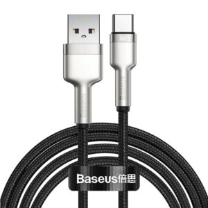 CABLU alimentare si date Baseus Cafule Metal, Fast Charging Data Cable pt. smartphone, USB la USB Type-C 66W, 2m, negru "CAKF000201" (timbru verde 0.18 lei) - 6953156209770