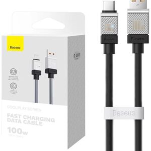 CABLU alimentare si date Baseus, Fast Charging Data Cable pt. smartphone, USB (T) la USB Type-C (T),  100W, 1m, negru, "CAKW000601" (include TV 0.18lei) - 6932172626808